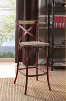 Zaire Antique Red & Antique Oak Bar Chair (1Pc) - Furniture Center (NY)