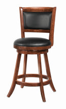 Broxton Upholstered Swivel Counter Height Stools Chestnut and Black (Set of 2) - Furniture Center (NY)
