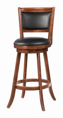 Broxton Upholstered Swivel Bar Stools Chestnut and Black (Set of 2) - Furniture Center (NY)