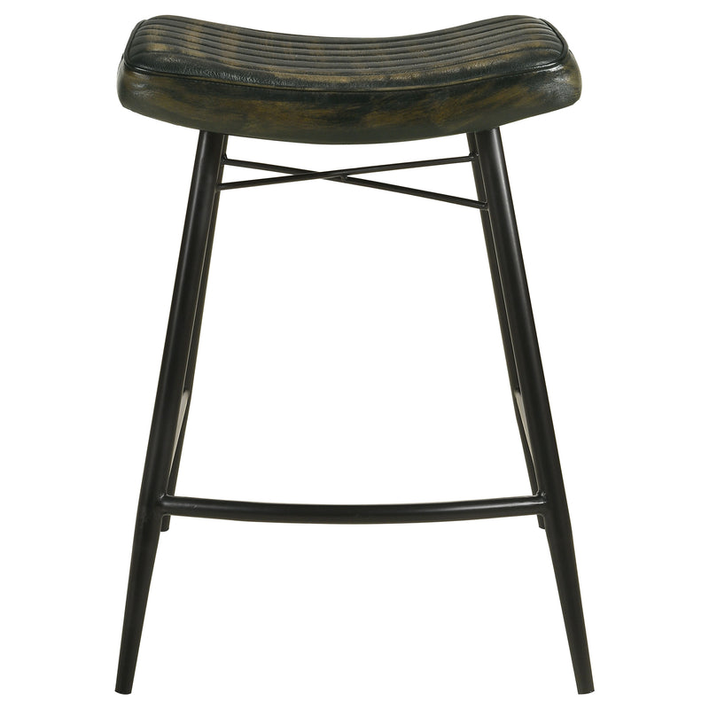 Bayu Leather Upholstered Saddle Seat Backless Counter Height Stool (Set of 2) - Furniture Center (NY)