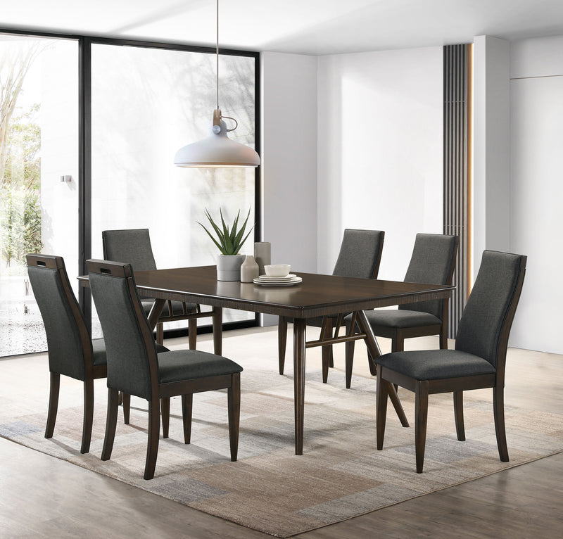 Wes Rectangular Dining Set Grey and Dark Walnut