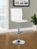 Ashbury Upholstered Adjustable Bar Stools White and Chrome (Set of 2) - Furniture Center (NY)