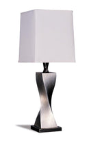 Keene Square Shade Table Lamps White and Antique Silver (Set of 2) - Furniture Center (NY)