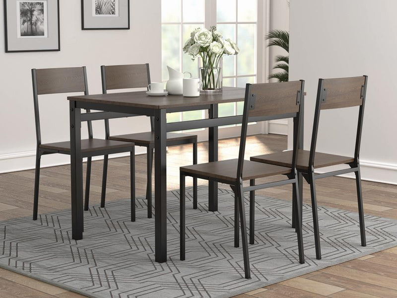 Lana 5-piece Rectangular Dining Table Set Dark Brown and Matte Black image