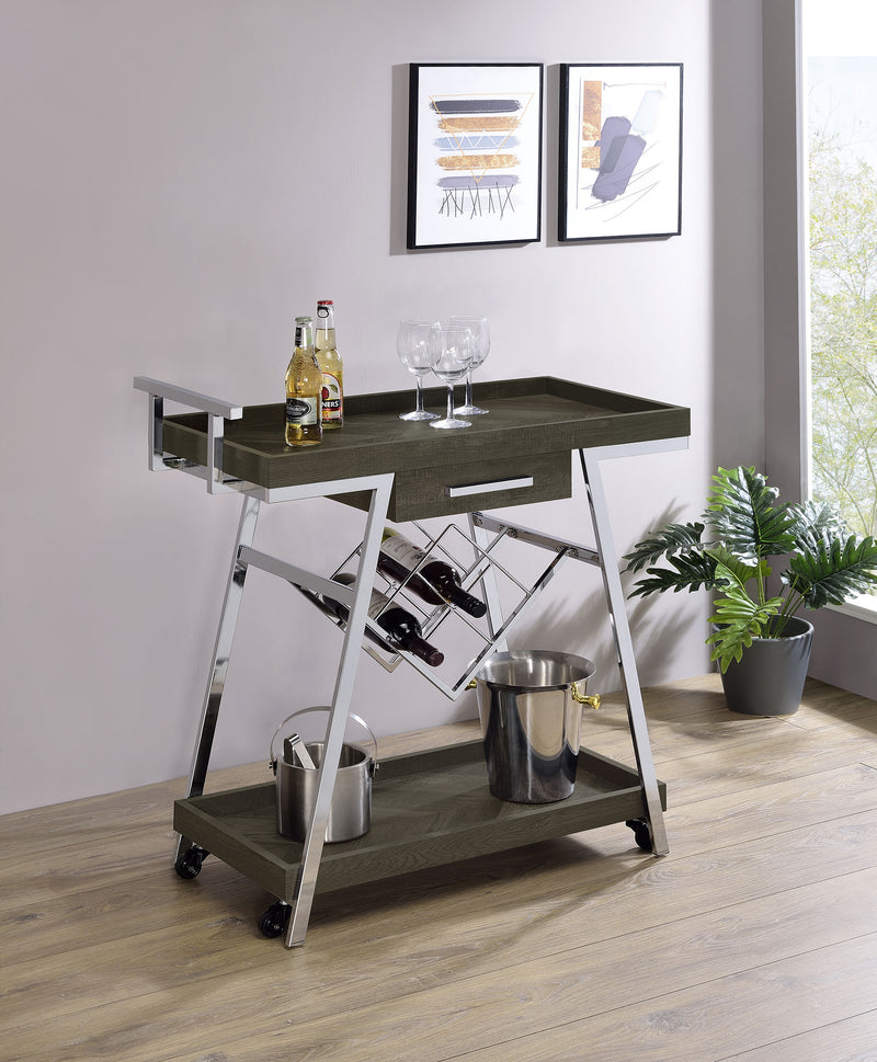 Kinney 2-tier Bar Cart with Storage Drawer - Furniture Center (NY)