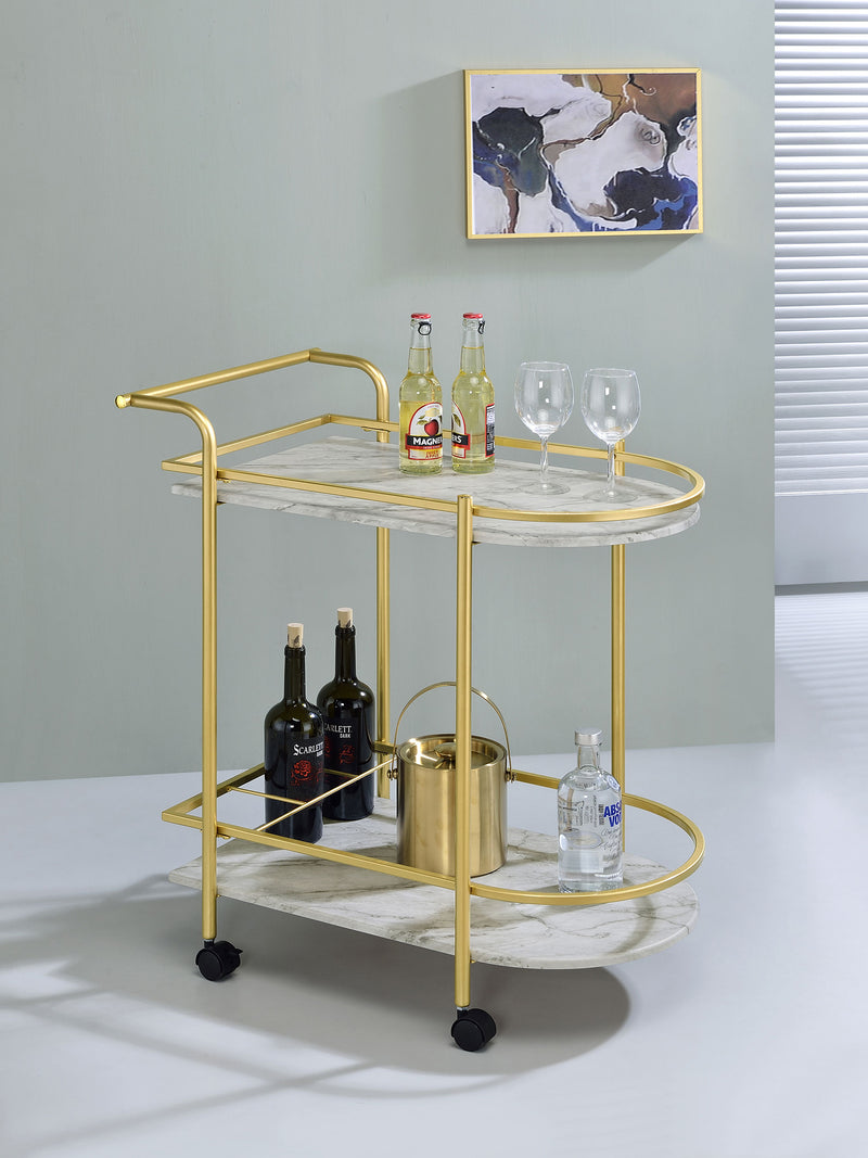 Desiree 2-tier Bar Cart with Casters Black - Furniture Center (NY)