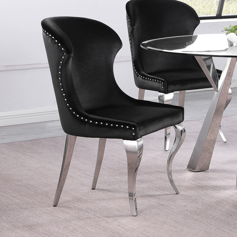 Cheyanne Upholstered Wingback Side Chair with Nailhead Trim (Set of 2) - Furniture Center (NY)