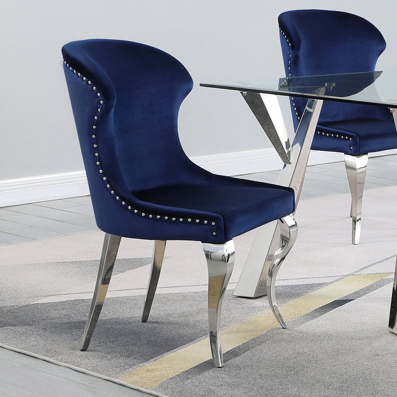 Cheyanne Upholstered Wingback Side Chair with Nailhead Trim (Set of 2) - Furniture Center (NY)