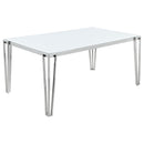 Pauline Rectangular Dining Table with Metal Leg White and Chrome - Furniture Center (NY)