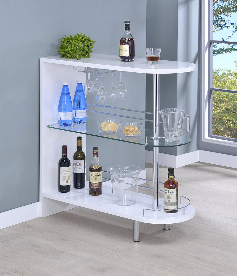 Adolfo 3-tier Bar Table Glossy White and Clear - Furniture Center (NY)
