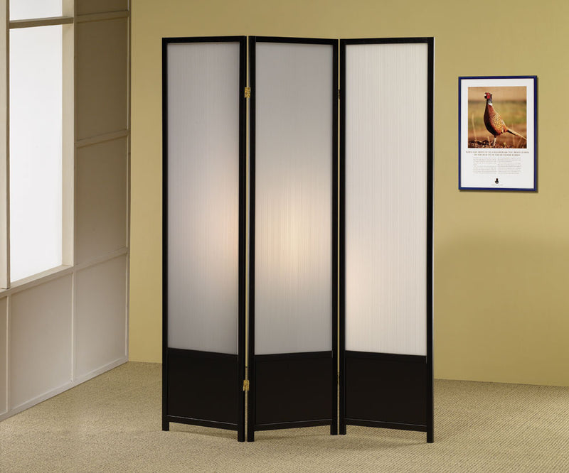 Calix 3-panel Folding Floor Screen Translucent and Black - Furniture Center (NY)