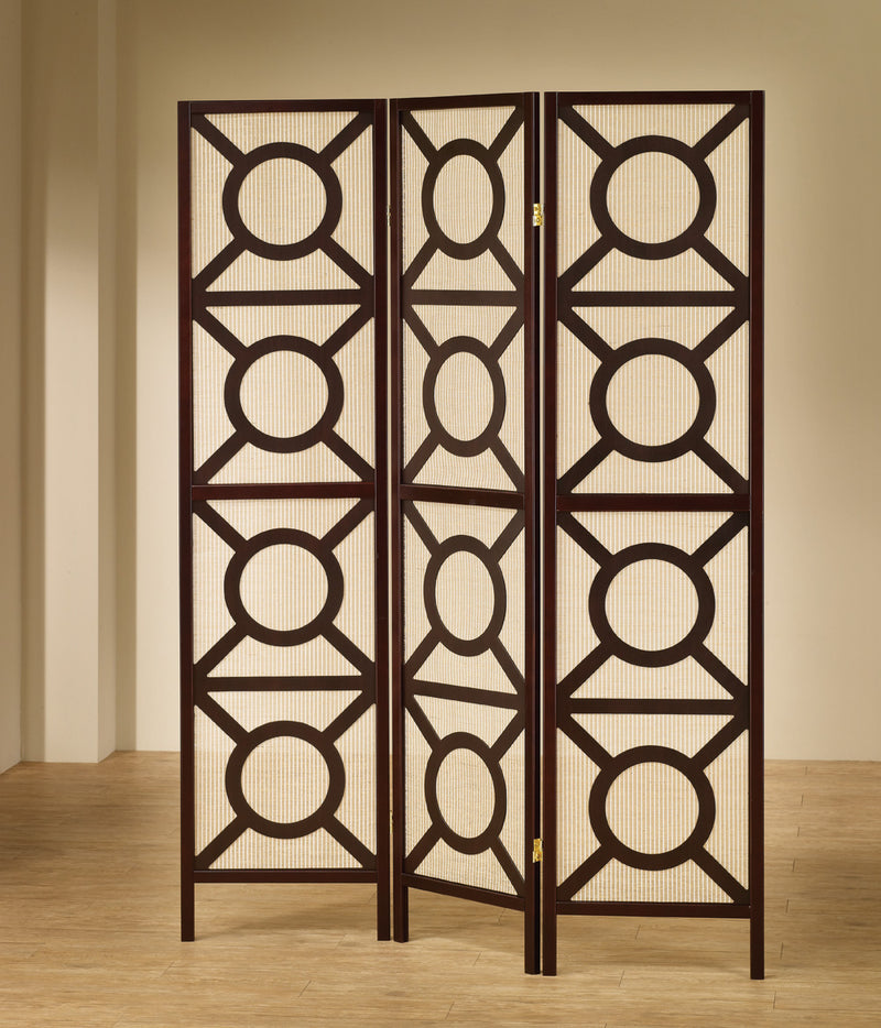 Vulcan 3-panel Geometric Folding Screen Tan and Cappuccino - Furniture Center (NY)