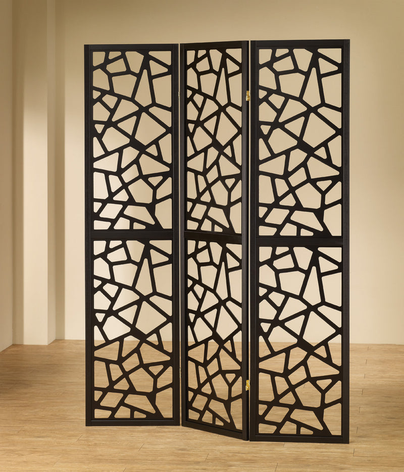 Nailan 3-panel Open Mosaic Pattern Room Divider Black - Furniture Center (NY)