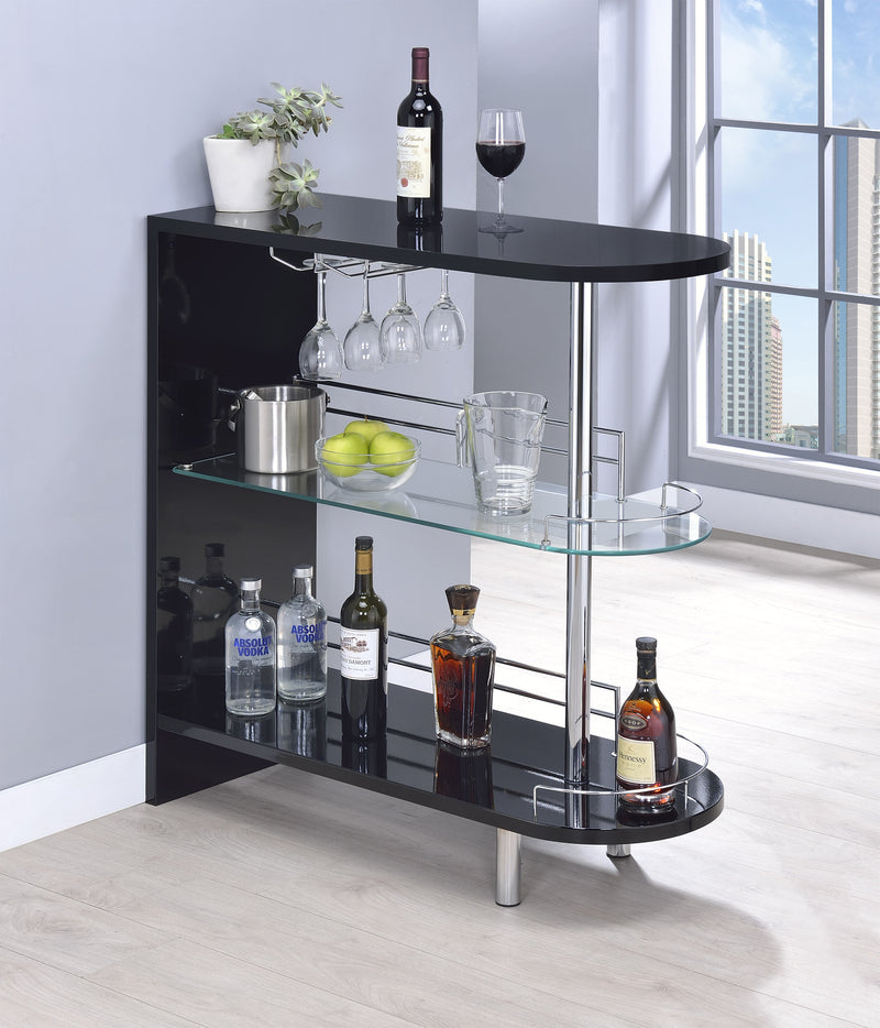 Adolfo 3-tier Bar Table Glossy Black and Clear - Furniture Center (NY)
