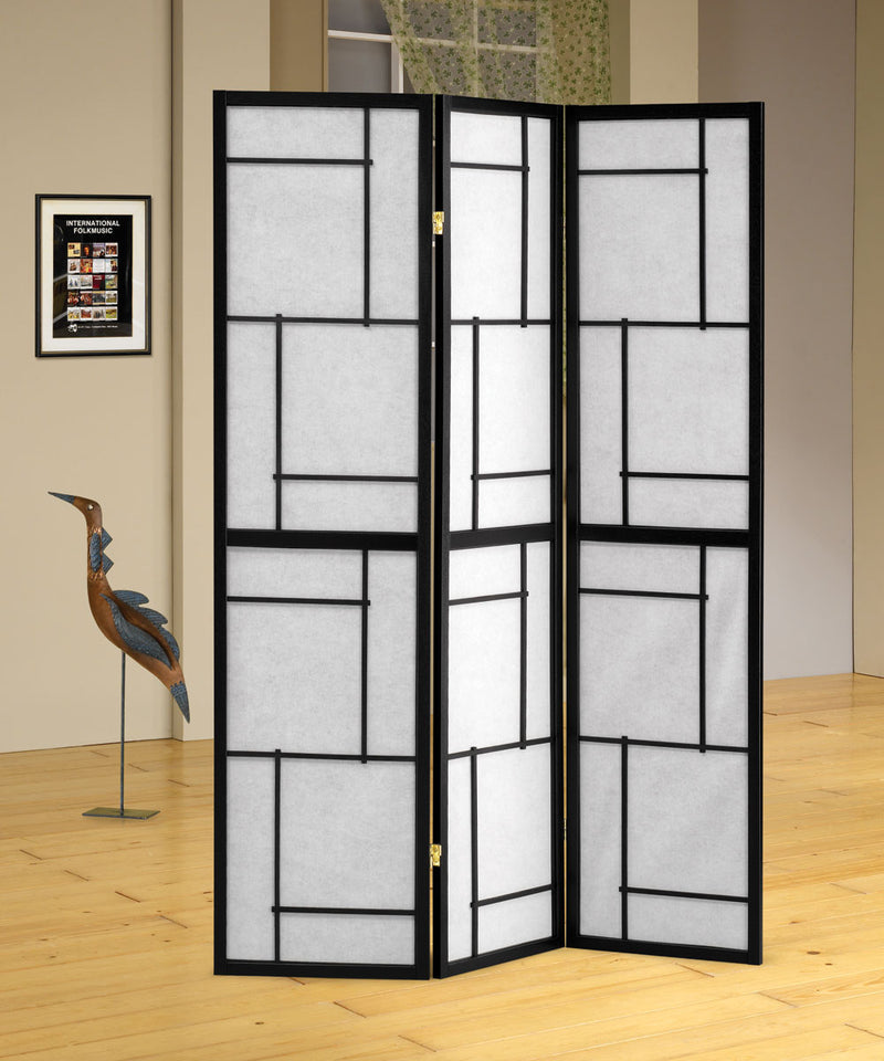 Damis 3-panel Folding Floor Screen Black and White - Furniture Center (NY)