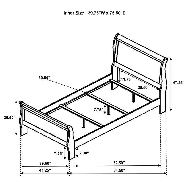 Louis Philippe Twin Bed - Furniture Center (NY)