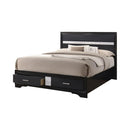 Miranda California King. E.King, & Queen 2-drawer Storage Bed Black & White