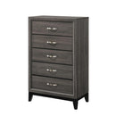 Watson 5-drawer Chest Grey Oak and Black - Furniture Center (NY)