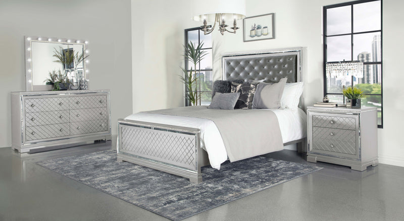 Eleanor Upholstered Tufted Bedroom Set Metallic - Furniture Center (NY)