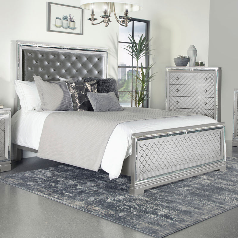 Eleanor Upholstered Tufted Bed Metallic - Furniture Center (NY)