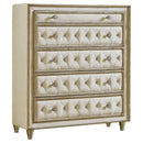 Antonella 5-drawer Upholstered Chest Ivory and Camel - Furniture Center (NY)