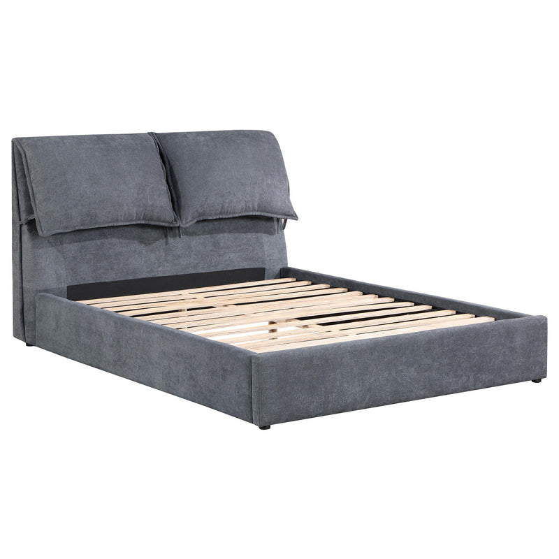 Laurel Upholstered Platform Bed with Pillow Headboard Charcoal Grey - Furniture Center (NY)