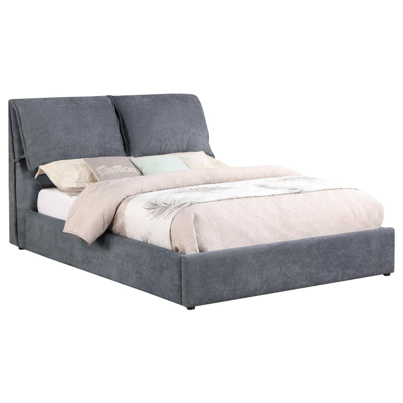 Laurel Upholstered Platform Bed with Pillow Headboard Charcoal Grey - Furniture Center (NY)