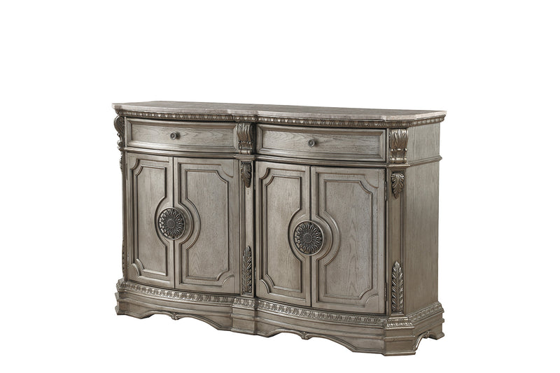 Northville Antique Silver Server (MARBLE TOP) - Furniture Center (NY)