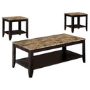 Flores 3-piece Occasional Table Set with Shelf Cappuccino - Furniture Center (NY)