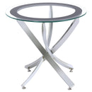 Brooke Glass Top End Table Chrome and Black - Furniture Center (NY)
