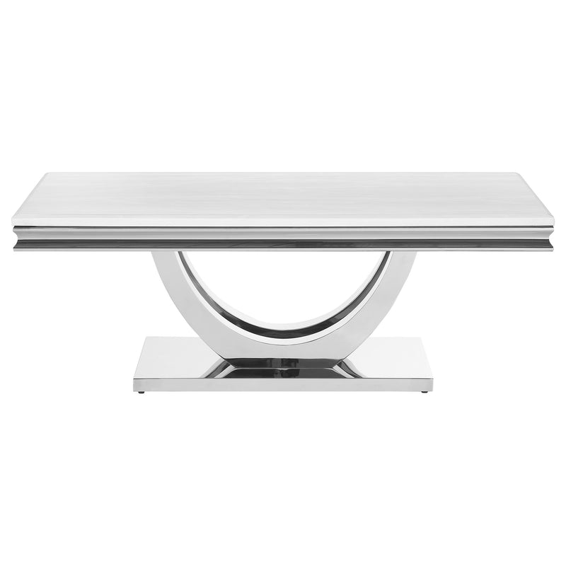Kerwin U-base Rectangle Coffee Table White and Chrome - Furniture Center (NY)