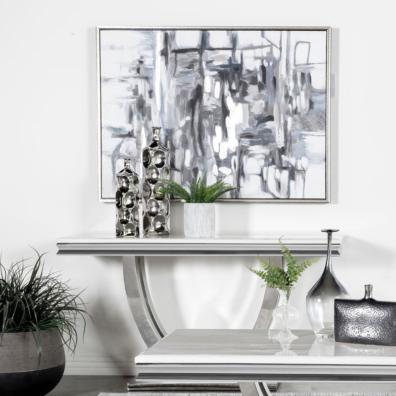 Kerwin U-base Rectangle Sofa Table White and Chrome - Furniture Center (NY)