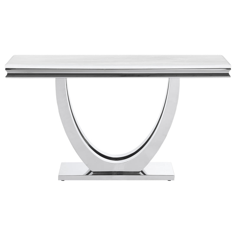 Kerwin U-base Rectangle Sofa Table White and Chrome - Furniture Center (NY)