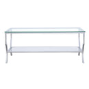 Saide Rectangular Coffee Table with Mirrored Shelf Chrome