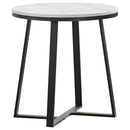 Hugo Metal Base Round End Table White and Matte Black - Furniture Center (NY)