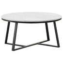 Hugo Round Coffee Table White and Matte Black - Furniture Center (NY)