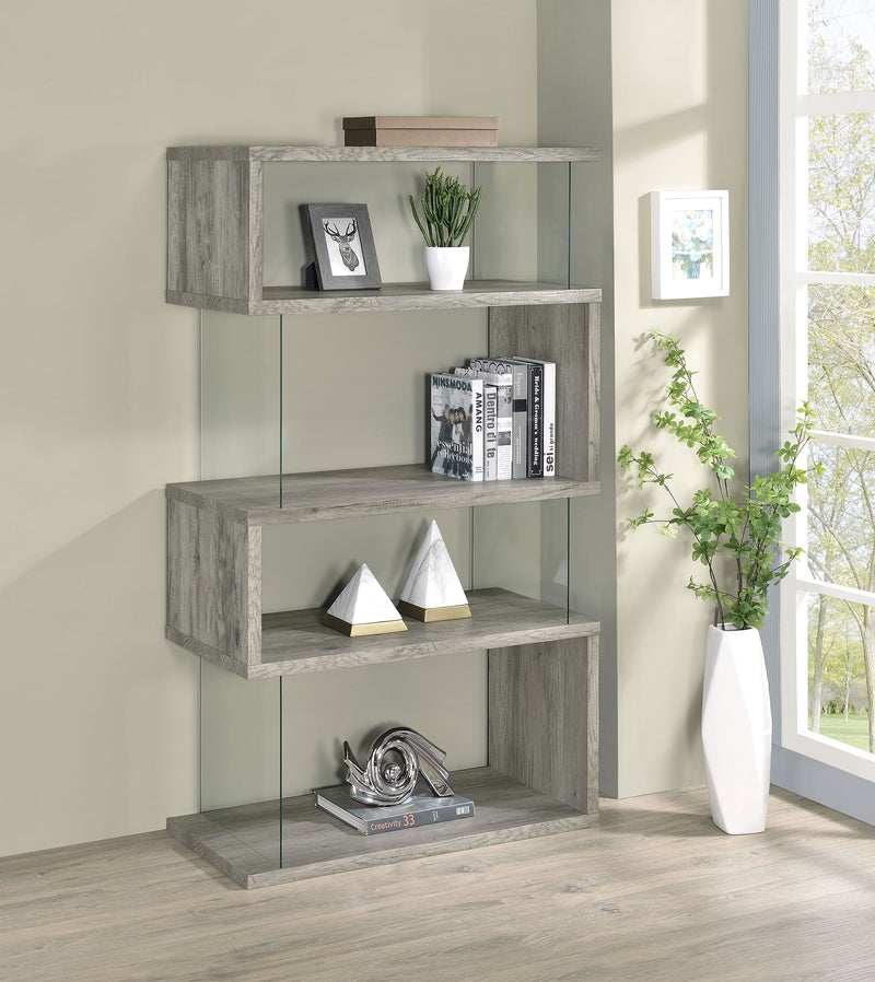 Emelle 4-shelf Bookcase with Glass Panels - Furniture Center (NY)