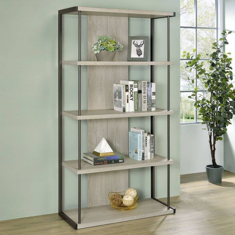 Loomis 4-shelf Bookcase Whitewashed Grey - Furniture Center (NY)