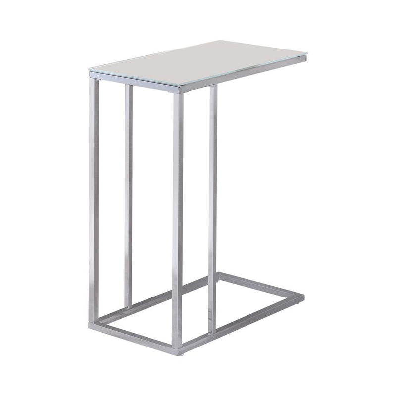 Stella Glass Top Accent Table Chrome and White image