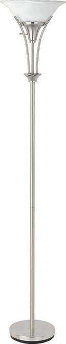 Archie Floor Lamp with Frosted Ribbed Shade Brushed Steel - Furniture Center (NY)