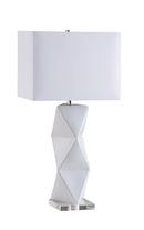 Camie Geometric Ceramic Base Table Lamp White - Furniture Center (NY)