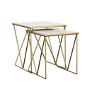Bette 2-piece Nesting Table Set White and Gold - Furniture Center (NY)