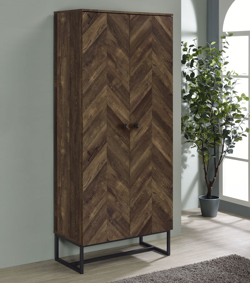 Carolyn 2-door Accent Cabinet Rustic Oak and Gunmetal - Furniture Center (NY)