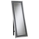 Carisi Rectangular Standing Mirror with LED Lighting Silver - Furniture Center (NY)