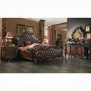 Versailles 2-Tone Dark Brown PU & Cherry Oak Queen Bed - Furniture Center (NY)