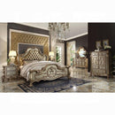 Dresden Bone PU & Gold Patina Queen Bed - Furniture Center (NY)
