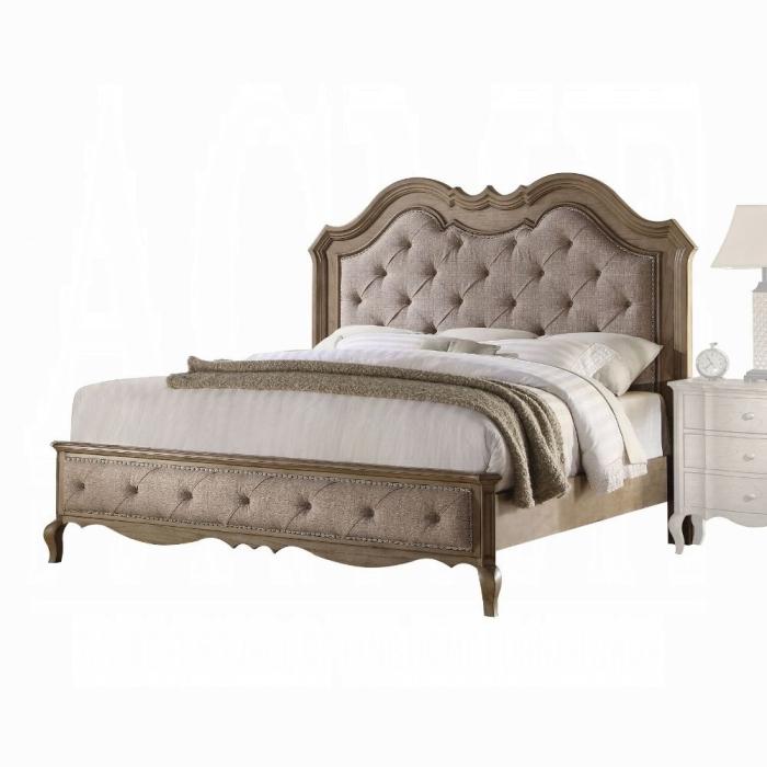 Chelmsford Beige Fabric & Antique Taupe Eastern King Bed - Furniture Center (NY)