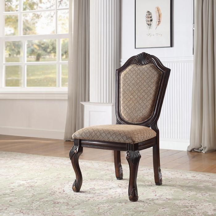 Chateau De Ville Fabric & Espresso Side Chair - Furniture Center (NY)