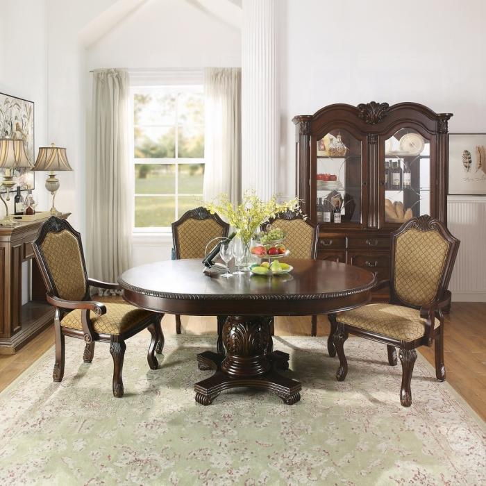 Chateau De Ville Fabric & Espresso Arm Chair - Furniture Center (NY)
