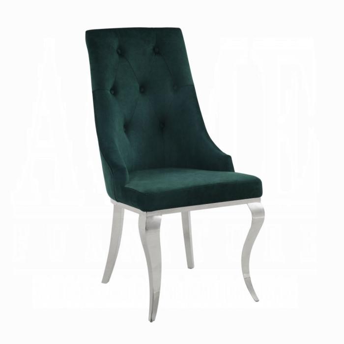 Dekel Green Fabric & Stainless Steel Side Chair - Furniture Center (NY)